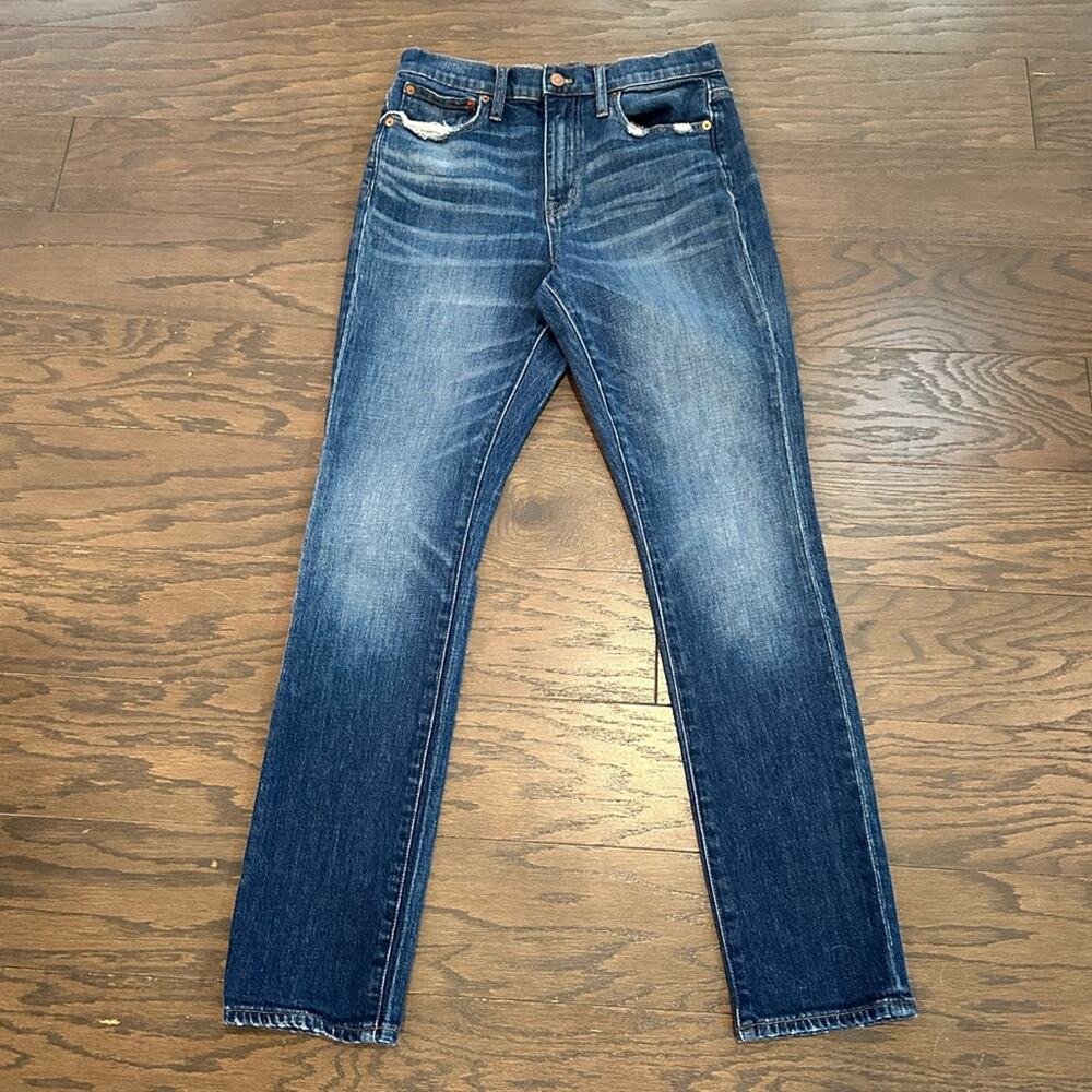 Madewell The High-Rise Slim Boyjean Jeans Size 25 Med Wash Straight Leg Stretch - Picture 2 of 10
